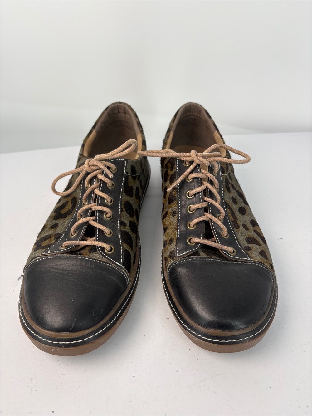 🍯 L’Artiste leather and calf hair Leopard-Print Lace-up sneakers